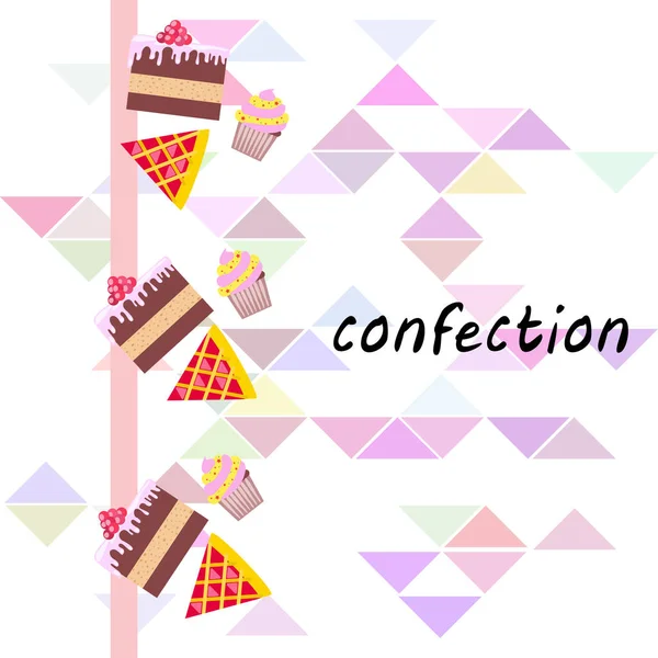 Confection Illustration Verschiedene Desserts Vektor Hintergrund — Stockvektor