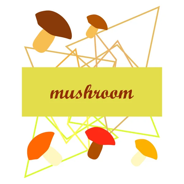 Fresh Mushrooms Mushroom Lettering Organic Food Poster Farmer Market Design — Stock Vector