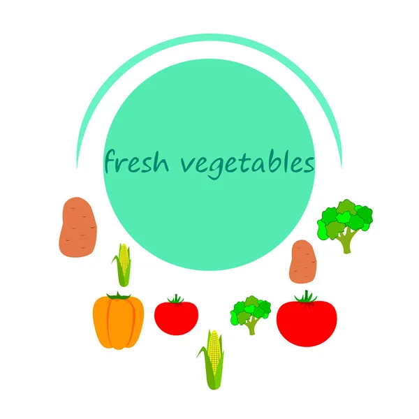 Cartaz Comida Orgânica Vetor Vegetais Fundo — Vetor de Stock