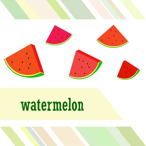 Watermelon Banner Juicy Ripe Watermelon Slices Summer Time — Stock Vector