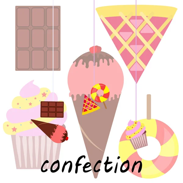 Vector Illustratie Diverse Desserts Achtergrond — Stockvector