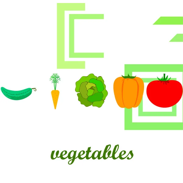 Orgánica Verduras Vector Ilustración Fondo — Vector de stock