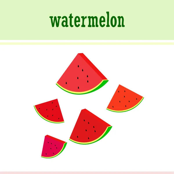 Watermeloen Banner Sappige Rijpe Watermeloen Plakjes Zomertijd — Stockvector