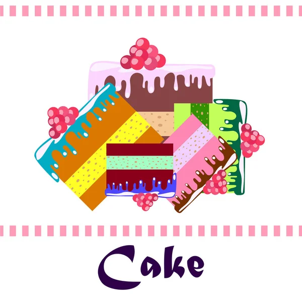 Cake Slices Vector Illustration Background — Stock Vector