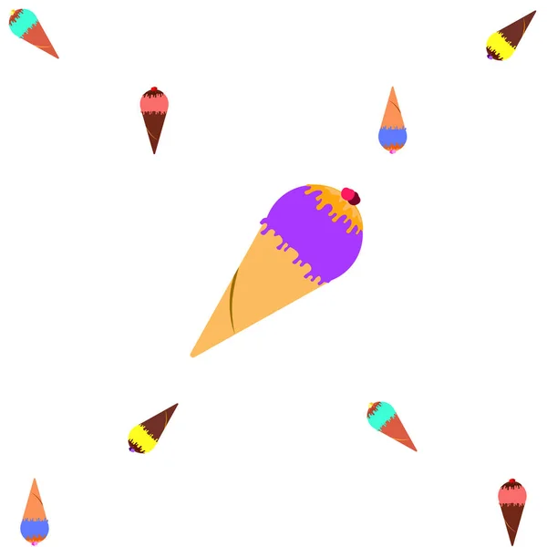 Ilustración Vectorial Fondo Conos Helado — Vector de stock