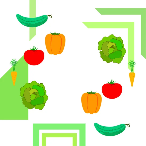 Organic Vegetables Vector Illustration Background — Stock Vector