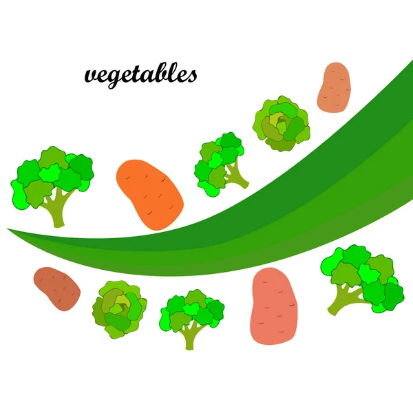 Pommes Terre Chou Brocoli Légumes Frais Affiche Alimentaire Biologique Aménagement — Image vectorielle