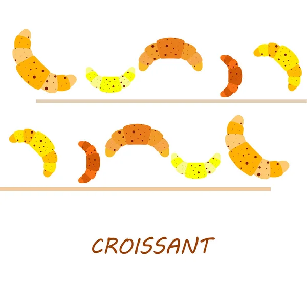 Croissants Frais Avec Lettrage Fond Vectoriel — Image vectorielle