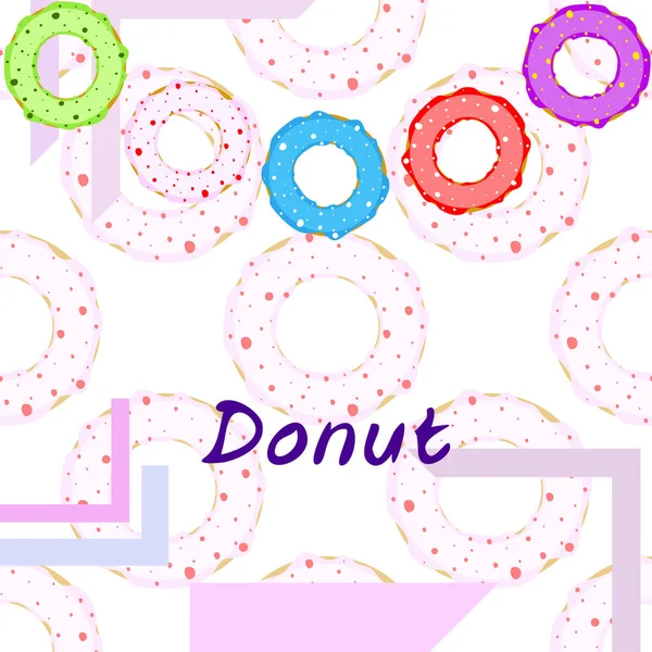 Donuts Com Esmalte Colorido Fundo Vetorial — Vetor de Stock