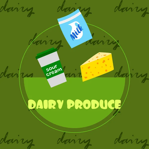 Vektorillustration Mit Milchprodukten Milchprodukten — Stockvektor