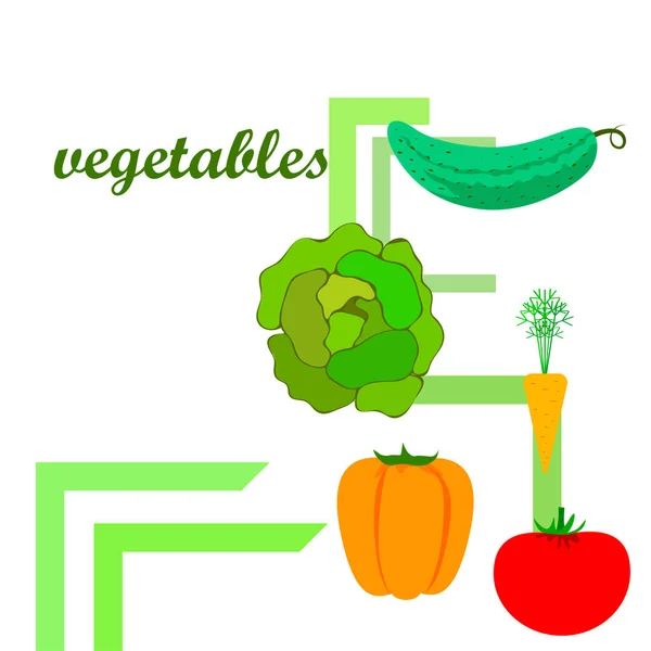 Orgánica Verduras Vector Ilustración Fondo — Archivo Imágenes Vectoriales