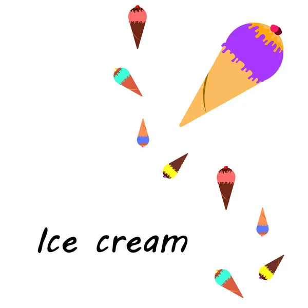 Vector Illustratie Icecream Kegels Achtergrond — Stockvector