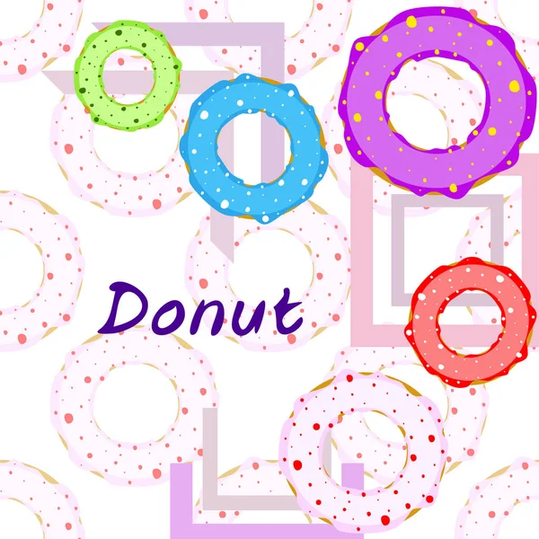 Doughnuts Avec Glaçure Colorée Fond Vectoriel — Image vectorielle