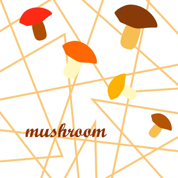 Cogumelos Frescos Com Letras Cogumelos Cartaz Comida Orgânica Design Mercado — Vetor de Stock