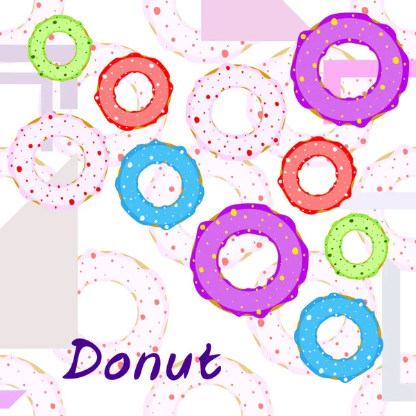 Doughnuts Avec Glaçure Colorée Fond Vectoriel — Image vectorielle