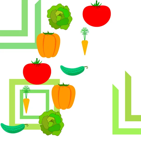 Органические Овощи Векторные Иллюстрации Фон — стоковый вектор