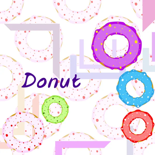 Doughnuts Avec Glaçure Colorée Fond Vectoriel — Image vectorielle