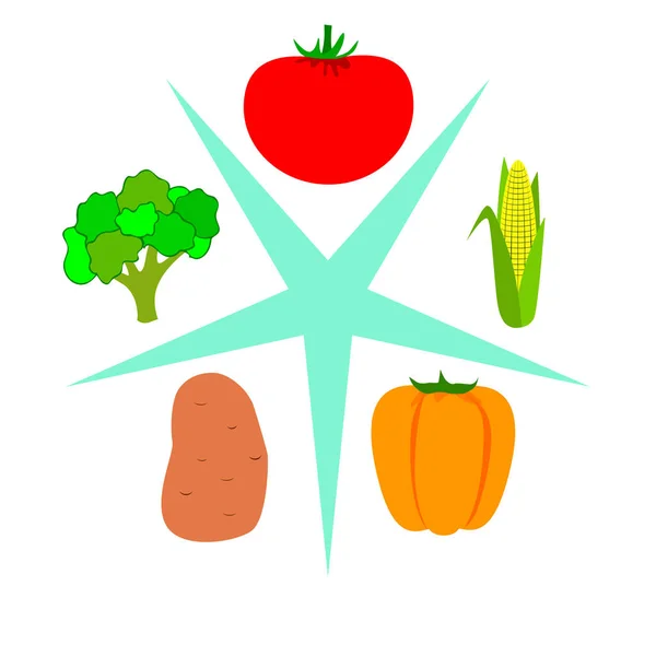 Cartaz Comida Orgânica Vetor Vegetais Fundo — Vetor de Stock