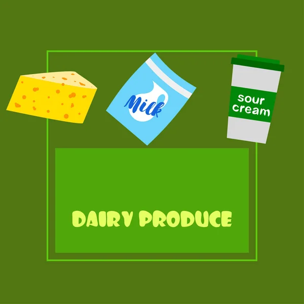 Εικονογράφηση Διανυσμάτων Γαλακτοκομικά Προϊόντα Γαλακτοκομικά Προϊόντα — Διανυσματικό Αρχείο