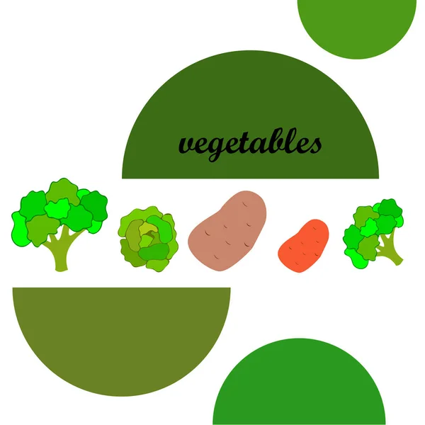 Patata Col Brócoli Verduras Frescas Cartel Alimentos Orgánicos Diseño Del — Vector de stock