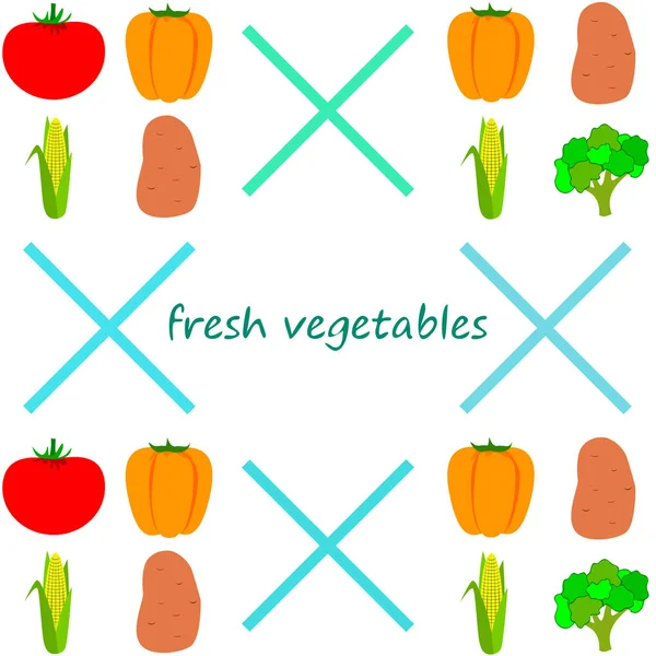 Cartel Alimentos Orgánicos Fondo Vectorial Verduras — Vector de stock