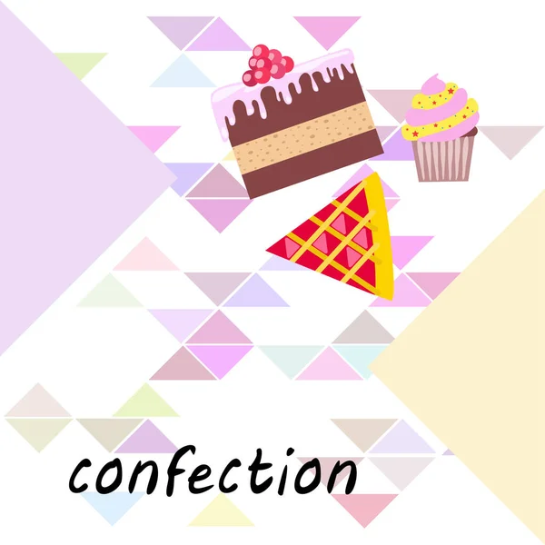 Ilustración Confección Varios Postres Vector Fondo — Archivo Imágenes Vectoriales