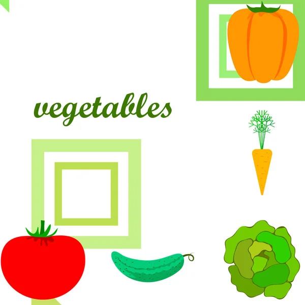 Orgánica Verduras Vector Ilustración Fondo — Vector de stock