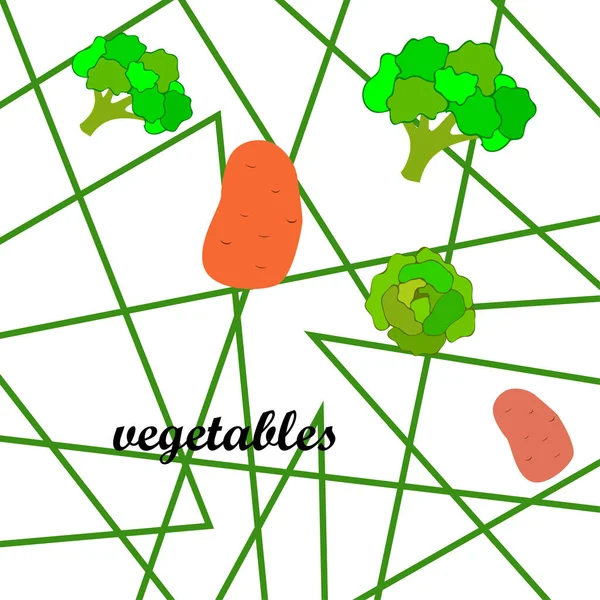 Pommes Terre Chou Brocoli Légumes Frais Affiche Alimentaire Biologique Aménagement — Image vectorielle