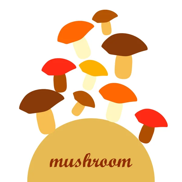 Fresh Mushrooms Mushroom Lettering Organic Food Poster Farmer Market Design — Stock Vector