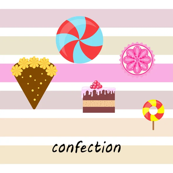 Varios Postres Vector Ilustración Fondo — Vector de stock