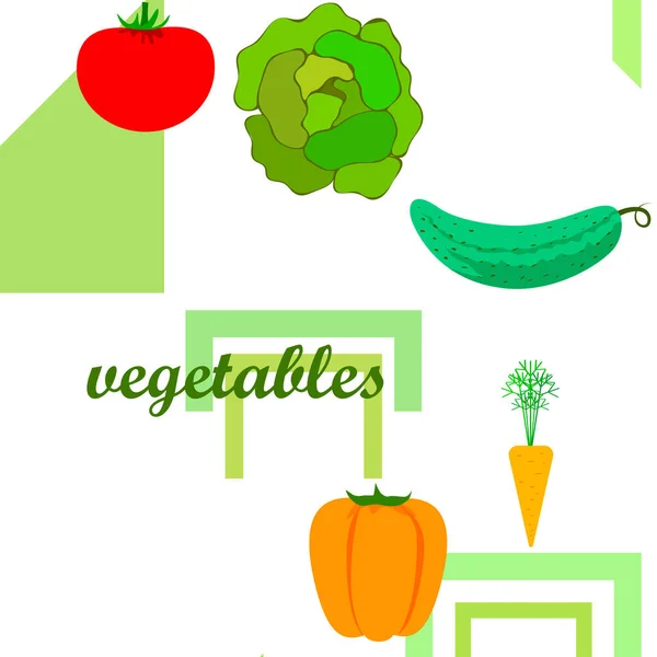 Ekologiczne Warzywa Wektor Ilustracja Tło — Wektor stockowy