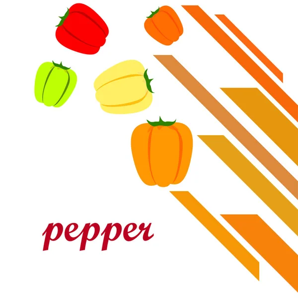 Pfeffer Frisches Gemüse Plakat Mit Bio Lebensmitteln Bauernmarkt Design Vektorhintergrund — Stockvektor