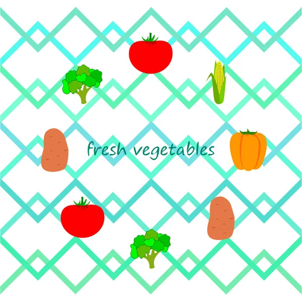 Cartel Alimentos Orgánicos Fondo Vectorial Verduras — Vector de stock