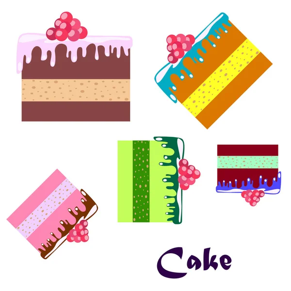 Cake Slices Vector Illustration Background — Stock Vector