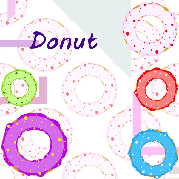 Doughnuts Avec Glaçure Colorée Fond Vectoriel — Image vectorielle