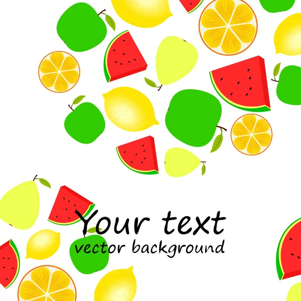 Frutas Bayas Fondo Colorido Vector Fruta Dibujos Animados — Vector de stock