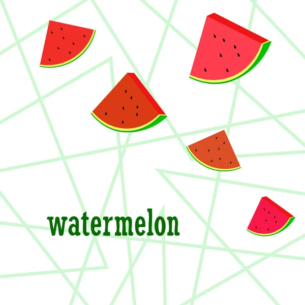 Watermelon Banner Juicy Ripe Watermelon Slices Summer Time — Stock Vector