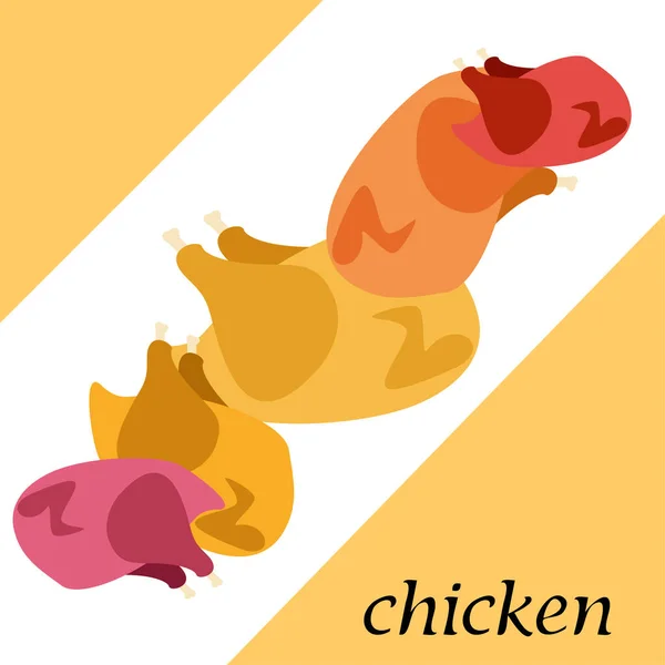 Poulets Dessin Animé Illustration Vectorielle Fond Alimentaire — Image vectorielle