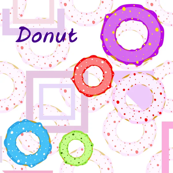 Donuts Com Esmalte Colorido Fundo Vetorial — Vetor de Stock