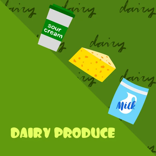 Vektorillustration Mit Milchprodukten Milchprodukten — Stockvektor