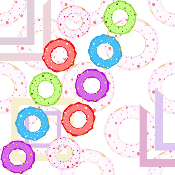 Rosquillas Con Esmalte Colores Fondo Vectorial — Vector de stock