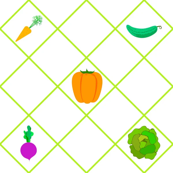 Orgánica Verduras Vector Ilustración Fondo — Vector de stock