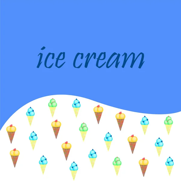 Vector Illustration Ice Cream Background — Stock Vector