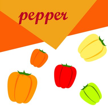 Biber. Taze sebzeler. Organik gıda posteri. Çiftçi pazarı tasarımı. Vektör arkaplanı