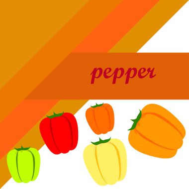 Biber. Taze sebzeler. Organik gıda posteri. Çiftçi pazarı tasarımı. Vektör arkaplanı