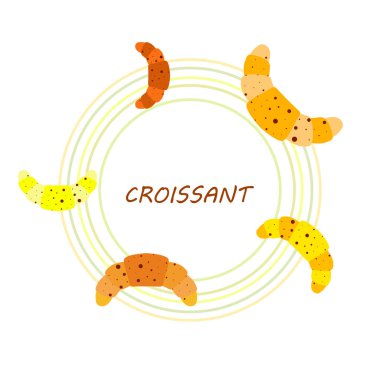 Harfli taze kruvasanlar, vektör arkaplan