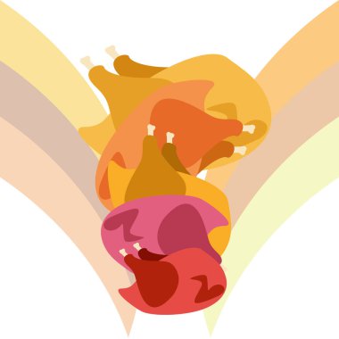 Tavuklar, karikatür, vektör çizimi, yemek arkaplanı.