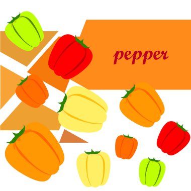 Biber. Taze sebzeler. Organik gıda posteri. Çiftçi pazarı tasarımı. Vektör arkaplanı