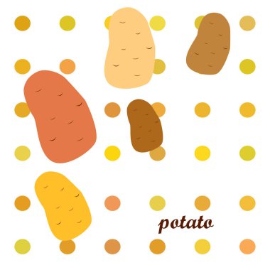 Patates. Taze sebzeler. Organik gıda posteri. Çiftçi pazarı tasarımı. Vektör arkaplanı