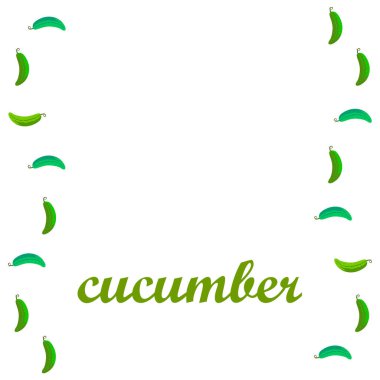 Taze salatalık, çiftçi pazarı tasarımı. Vektör arkaplanı.